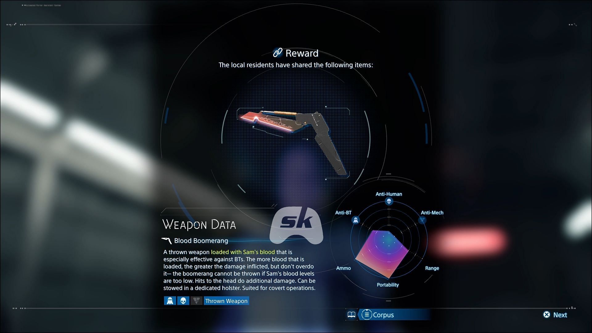 Stats for Blood Boomerang (Image via Sportskeeda Gaming || Sony Interactive Entertainment)