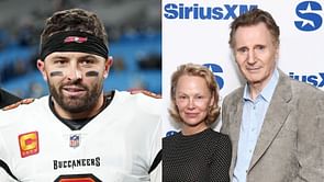 Baker Mayfield's wife Emily shares 5-word reaction to Liam Neeson's first public appearance with GF Pamela Anderson