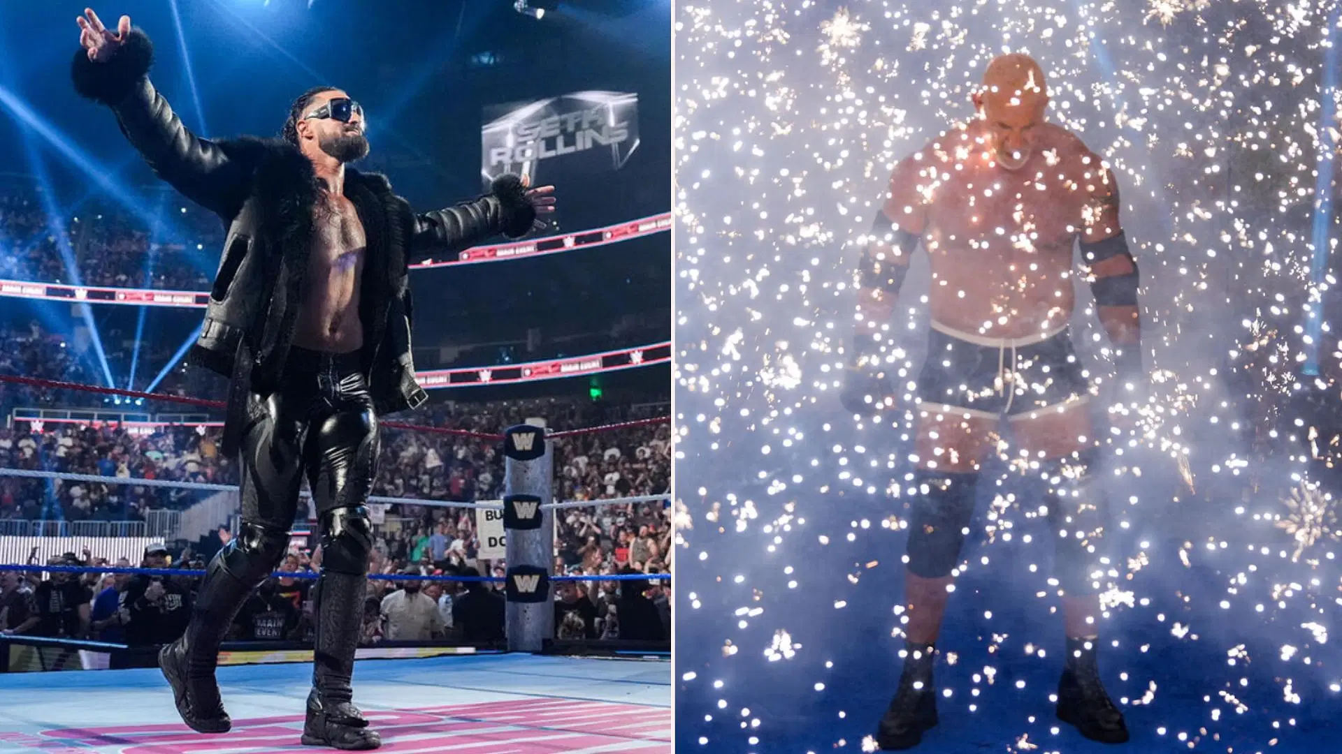 Seth Rollins and Goldberg at SNME (Picture Courtesy: WWE.com)