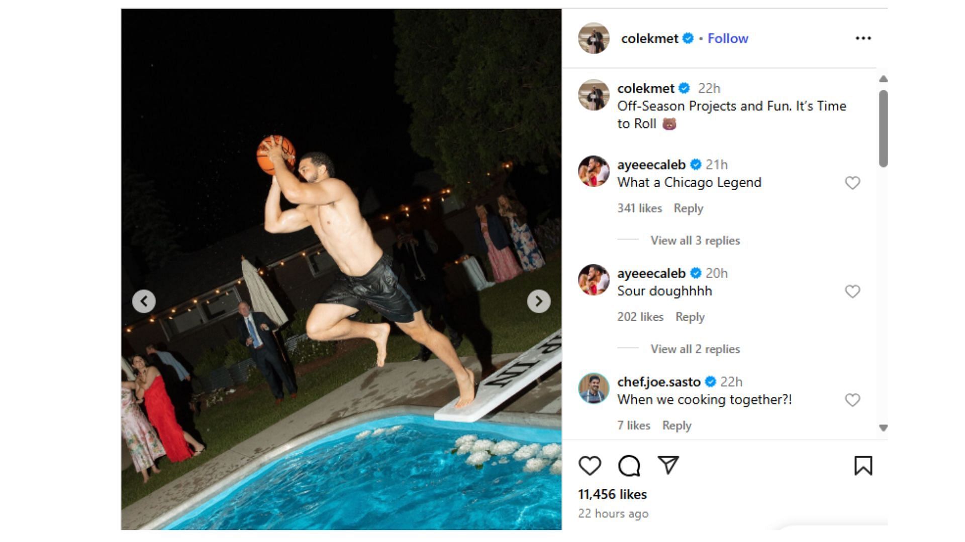 Williams commented on Kmet&#039;s offseason Instagram post. (Comment via Cole Kmet&#039;s Instagram post)