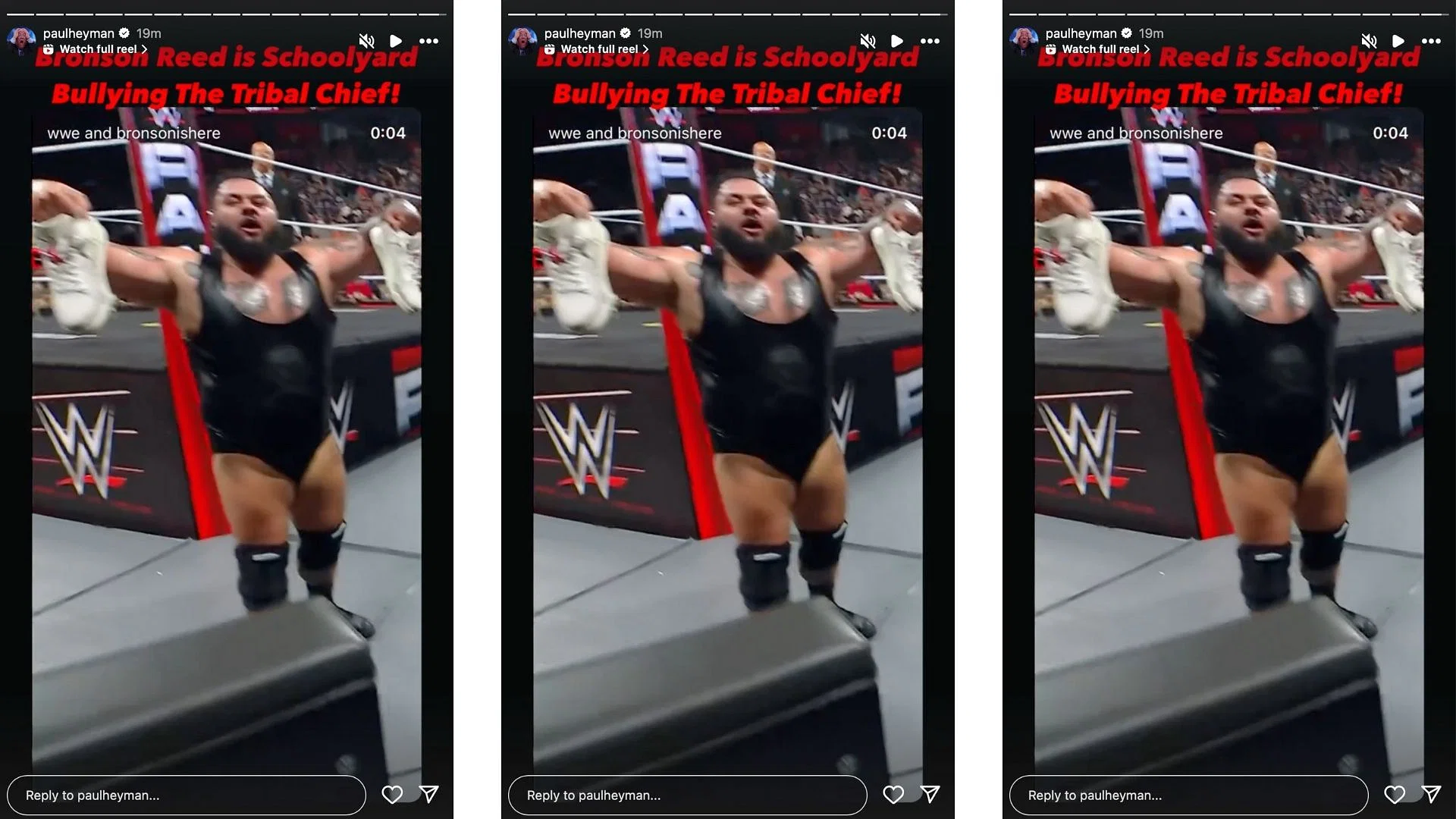 Reed stole Reigns&#039; shoes on RAW earlier this week. [Image credit: Paul Heyman on Instagram]
