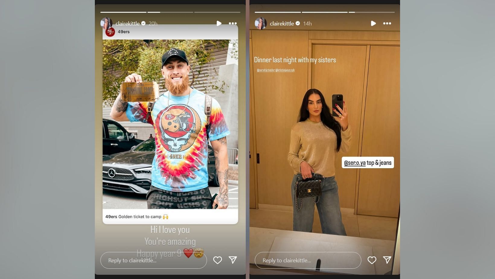 George Kittle receives special tribute from wife Claire (Image Credit: Claire/IG)