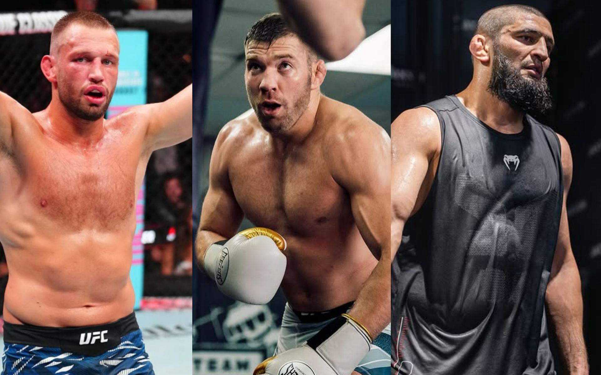 Reinier de Ridder is determined to fight Dricus du Plessis (center) and Khamzat Chimaev (right). [Images courtesy: @ufc, @dricusduplessis and @khamzat_chimaev on Instagram]