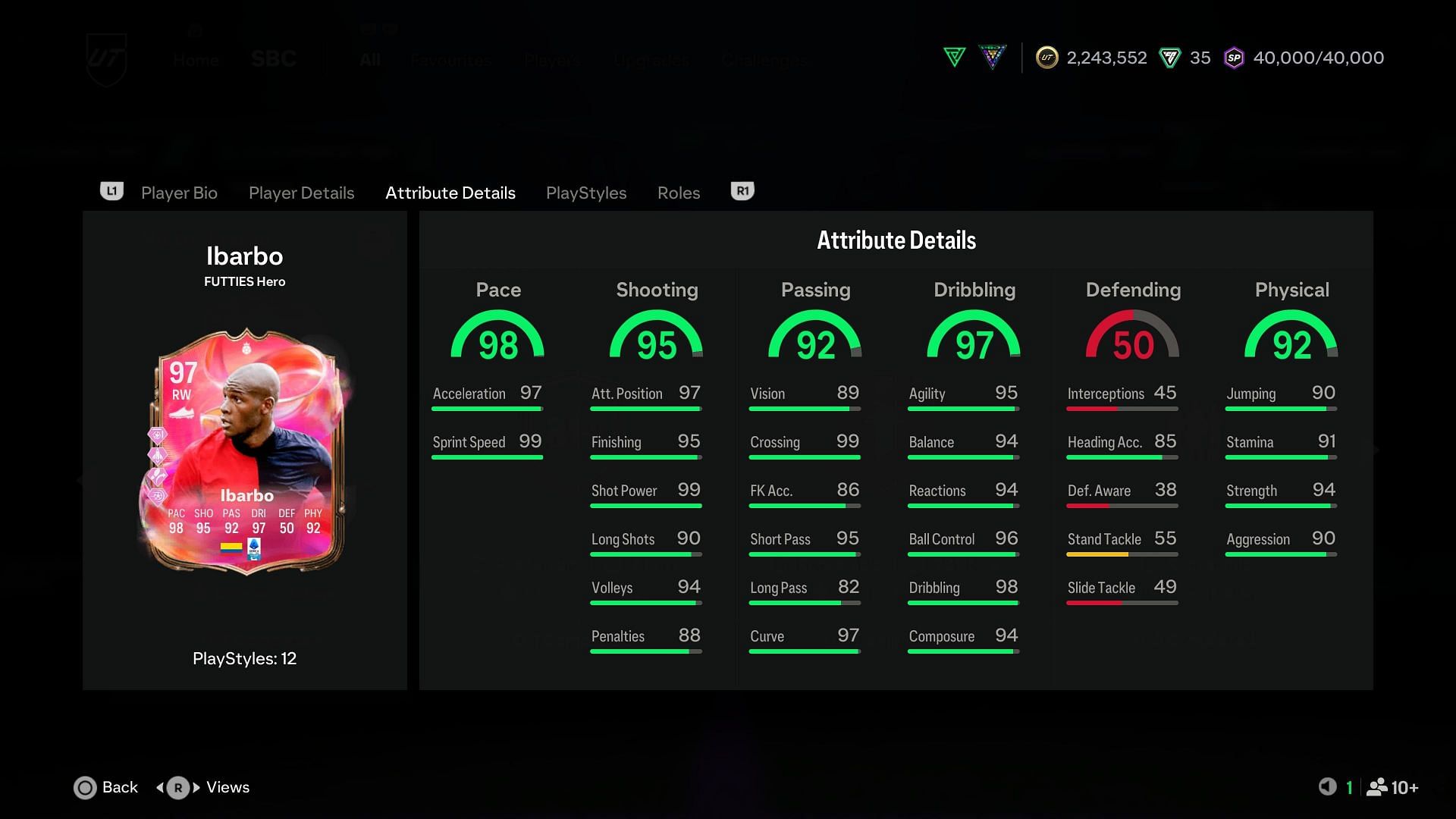 The stats (Image via EA Sports)
