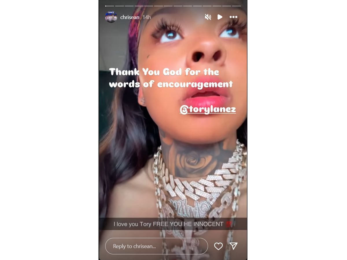 Chrisean Rock&#039;s IG story acknowledging Lanez&#039;s chat with her (Image via Instagram/ @chrisean)