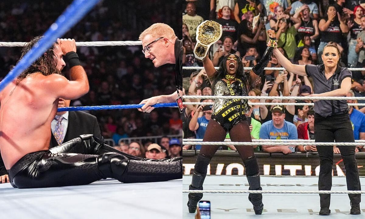 Seth Rollins (L) and new WWE Women