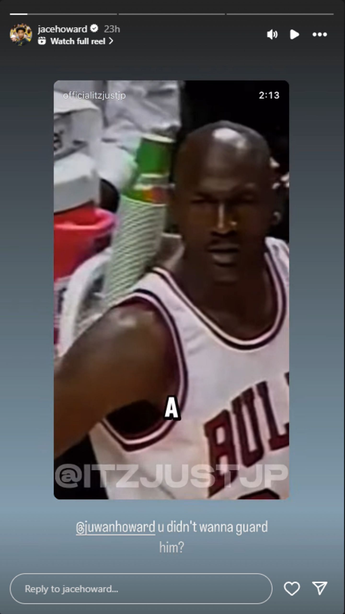 Jace Howard questions his father about not wanting to guard Michael Jordan. (Photo: @jacehoward on IG)