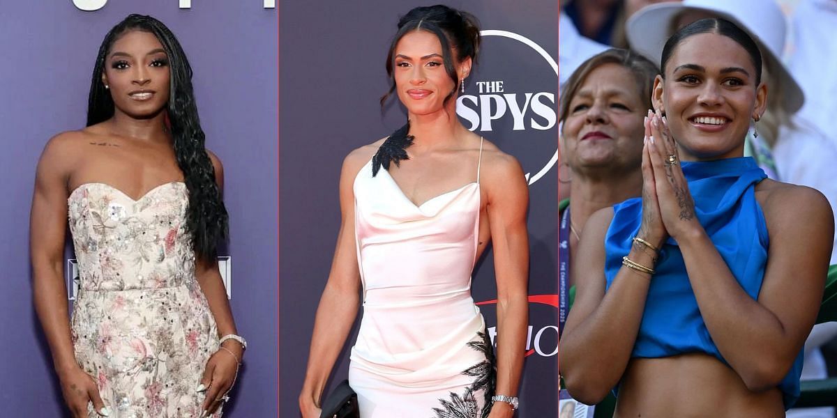 L to R: Simone Biles, Sydney McLaughlin-Levrone, and Trinity Rodman. (Images by Getty)