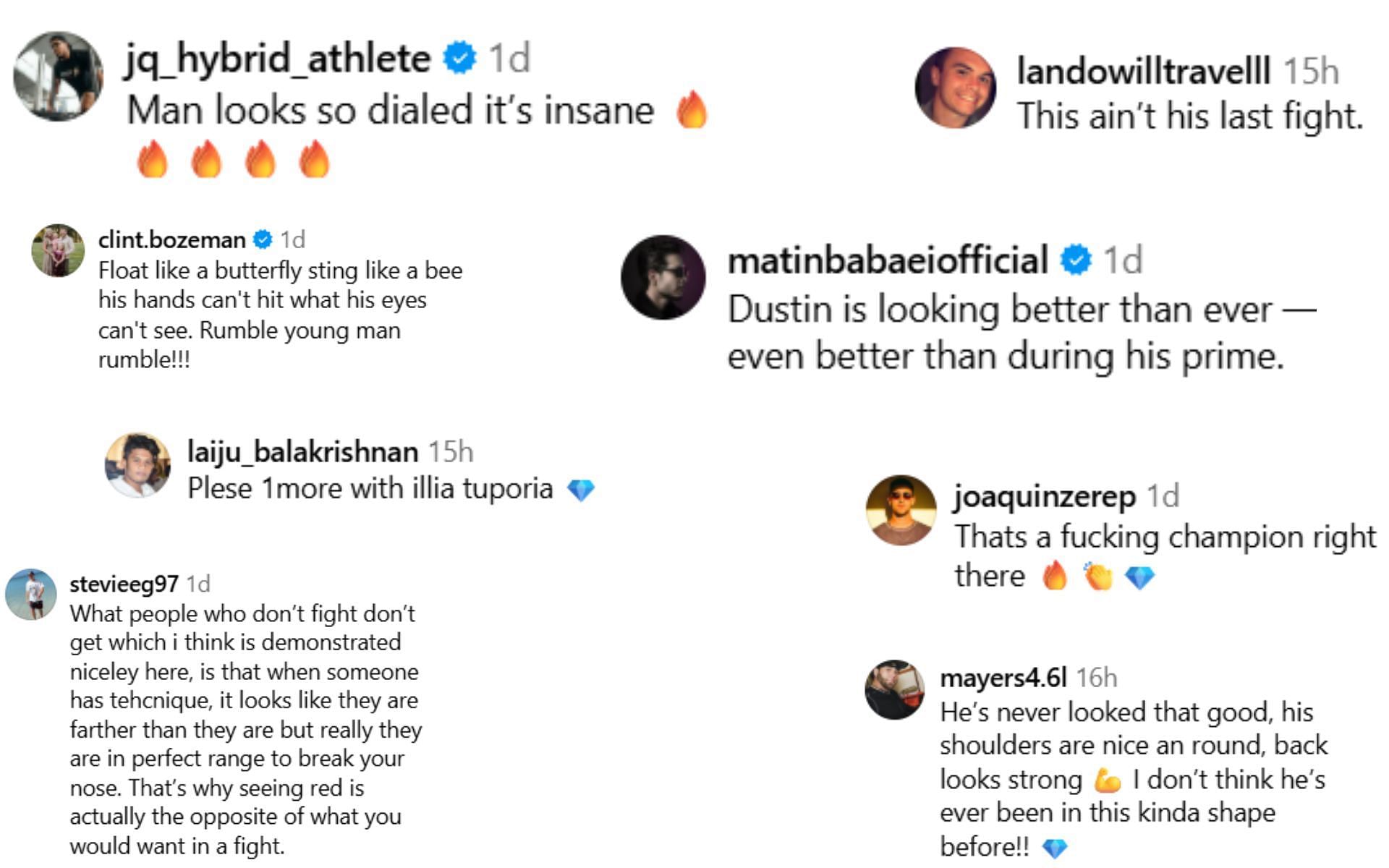 Fan reactions [Screenshots courtesy: @dustinpoirier on Instagram]