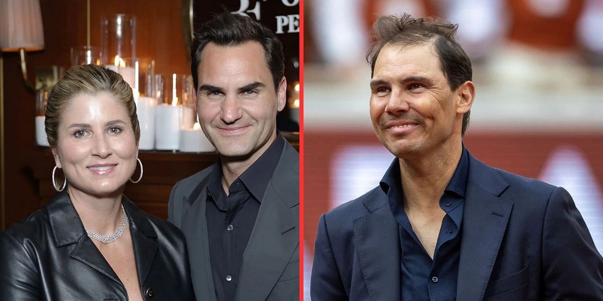 Mirka Federer and Roger Federer (left), Rafael Nadal (right), Sources: Getty