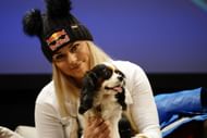 Lindsey Vonn with Lucy at the World Cup Finals - Source: Getty