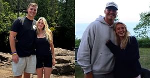 Will Howard stunned over GF Skyler Skoglund's countryside look in a denim miniskirt
