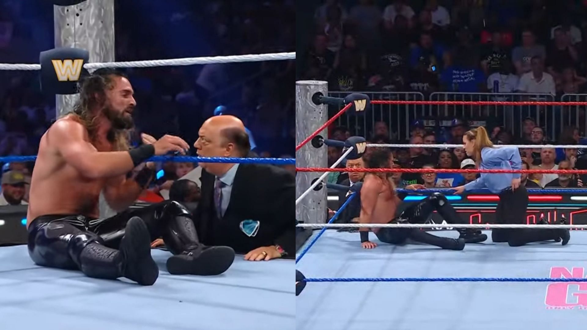 Seth Rollins got injured during his match with LA Knight at SNME (Image via WWE
