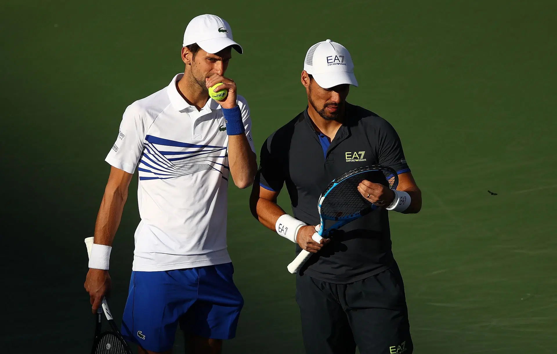 Novak Djokovic and Fabio Fognini at the BNP Paribas Open - Image Source: Getty