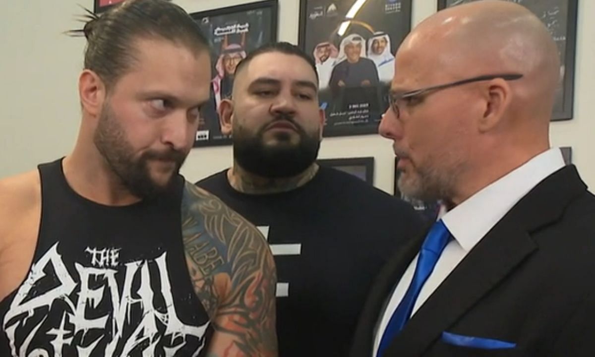Adam Pearce with Karrion Kross on WWE Monday Night RAW. Photo credits: WWE.com