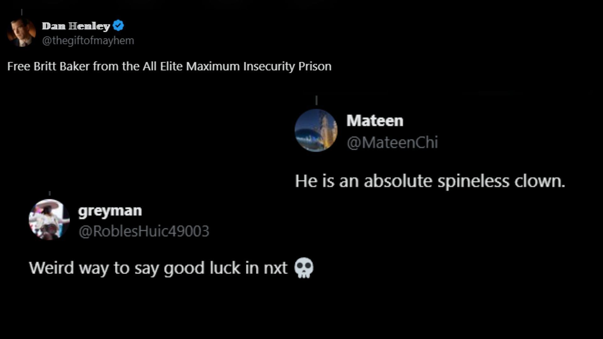 Fans react to Tony Khan&#039;s statement about Baker. (Images via Fightful X)