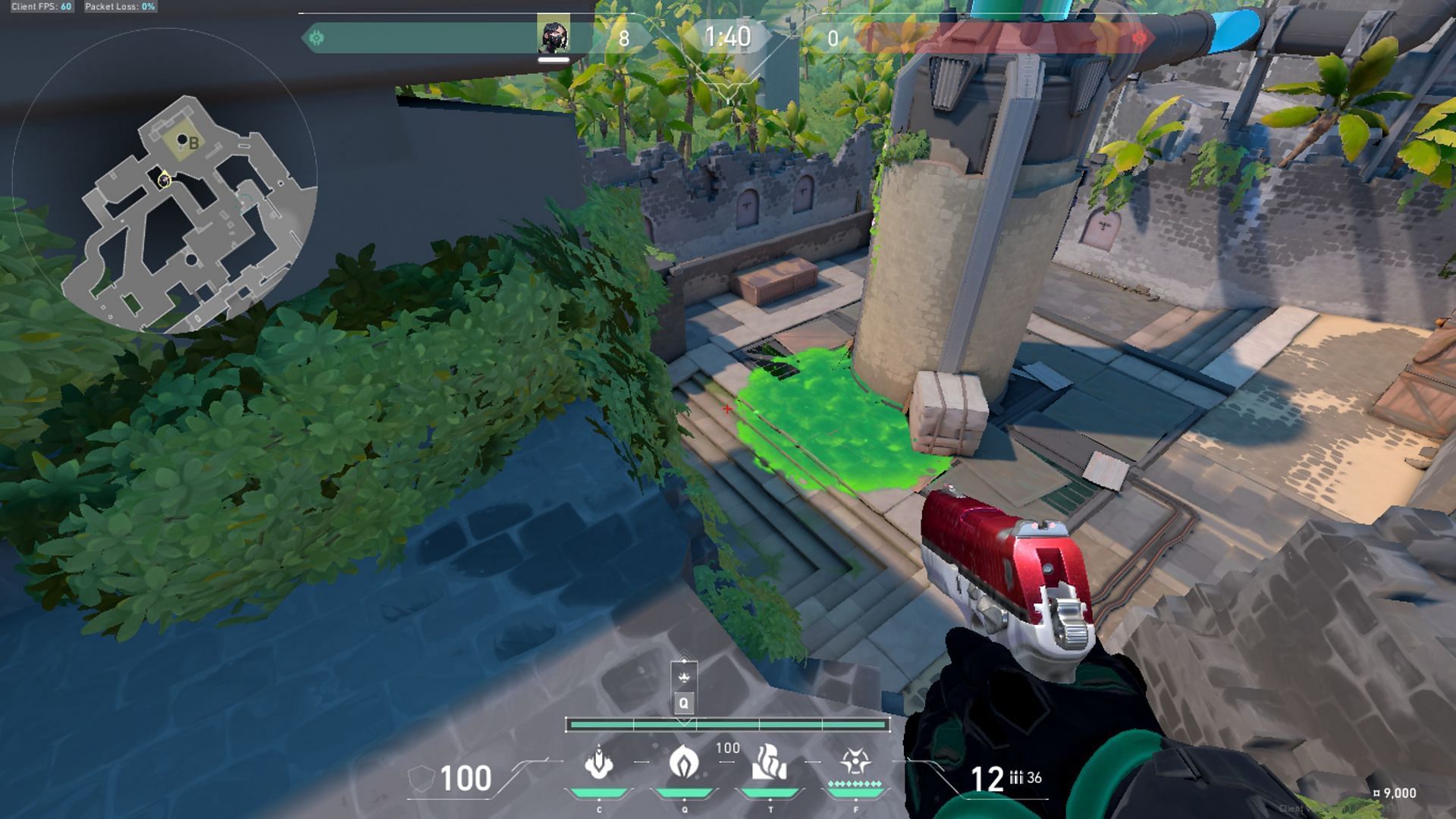 B Site default plant gets affected by this Viper Valorant lineup on Breeze (Image via Riot Games)