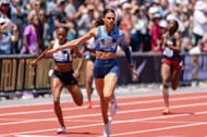 Sydney McLaughlin-Levrone at Prefontaine Classic 2025. (Photo by Ali Gradischer/Getty Images)