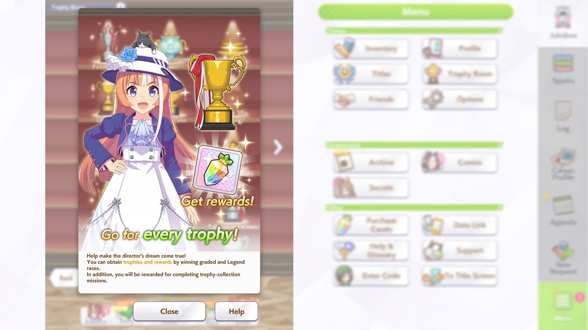 Trophy Room tutorial in Umamusume: Pretty Derby (Image via Sportskeeda Gaming || Cygames)