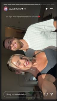 Haley Cavinder shares dinner date with fiance Jake Ferguson on IG story. Image via @ cavindertwins