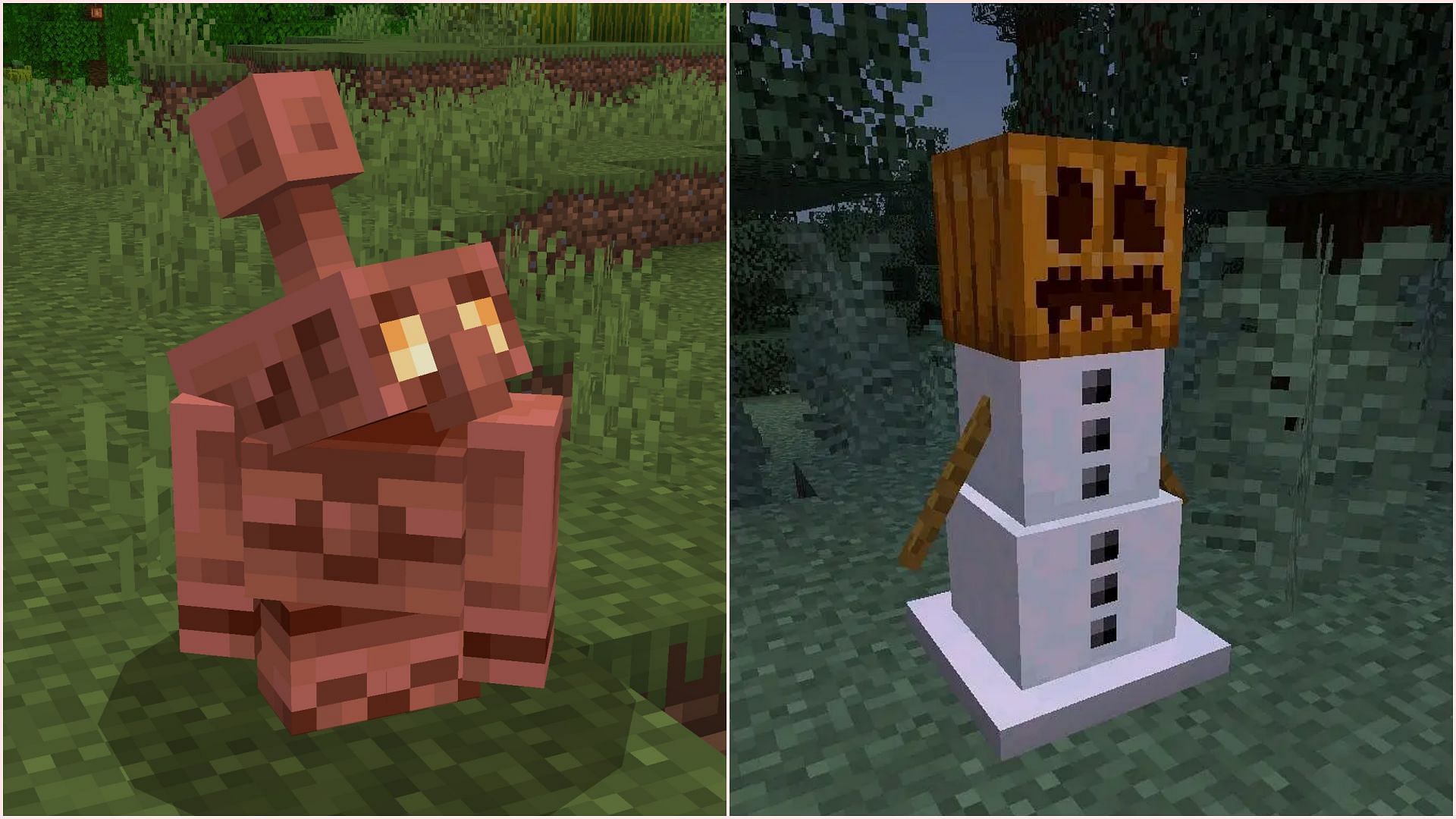 Copper and snow golems are vastly different from one another (Image via Sportskeeda Gaming || Mojang Studios)
