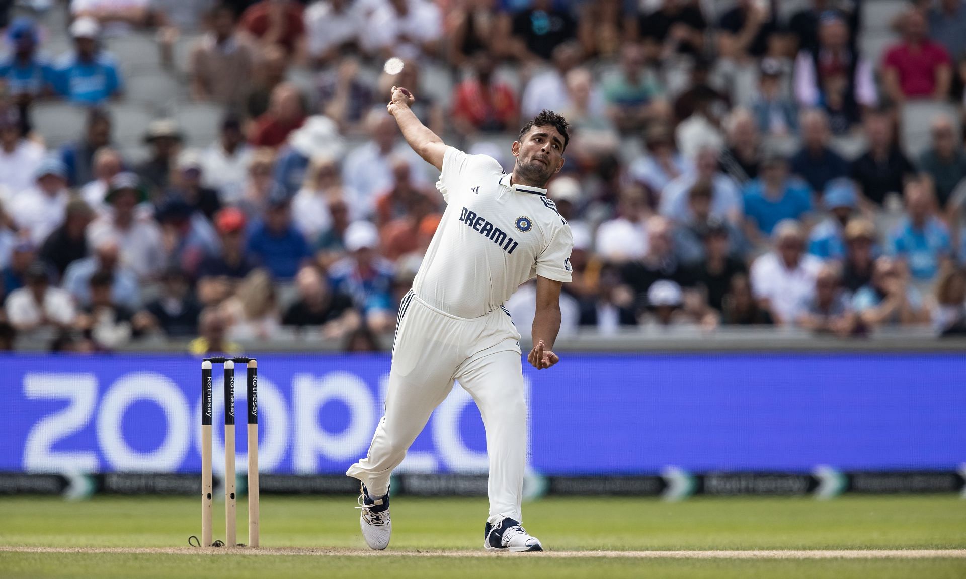 Anshul Kamboj debuted in the Manchester Test. [P/C: Getty]