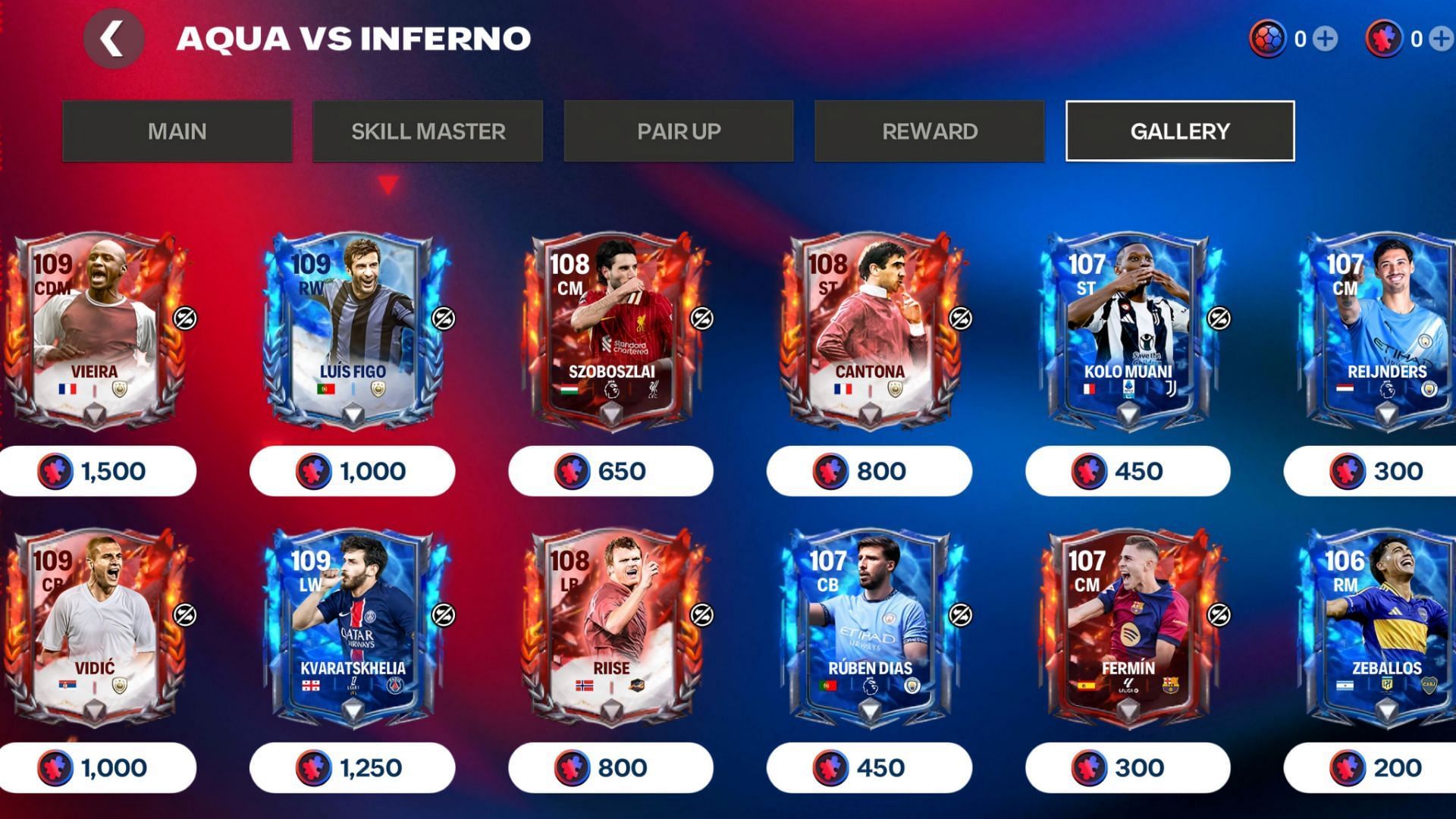Snippet showing EA FC Mobile Aqua vs Inferno Week 4 players (Image via EA Sports)
