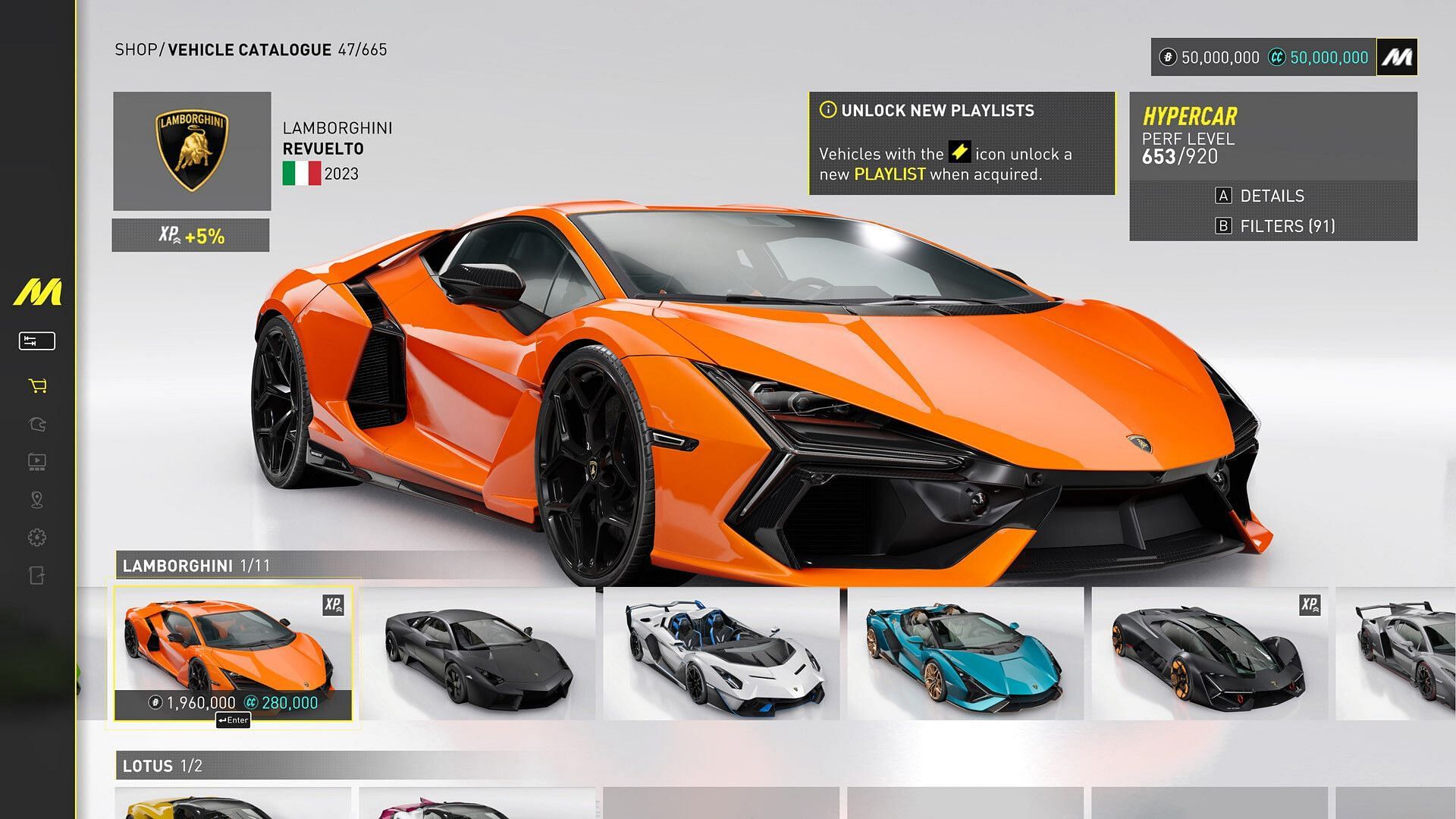 Open the in-game Shop from the pause menu to browse available cars in The Crew Motorfest (Image via Ubisoft)
