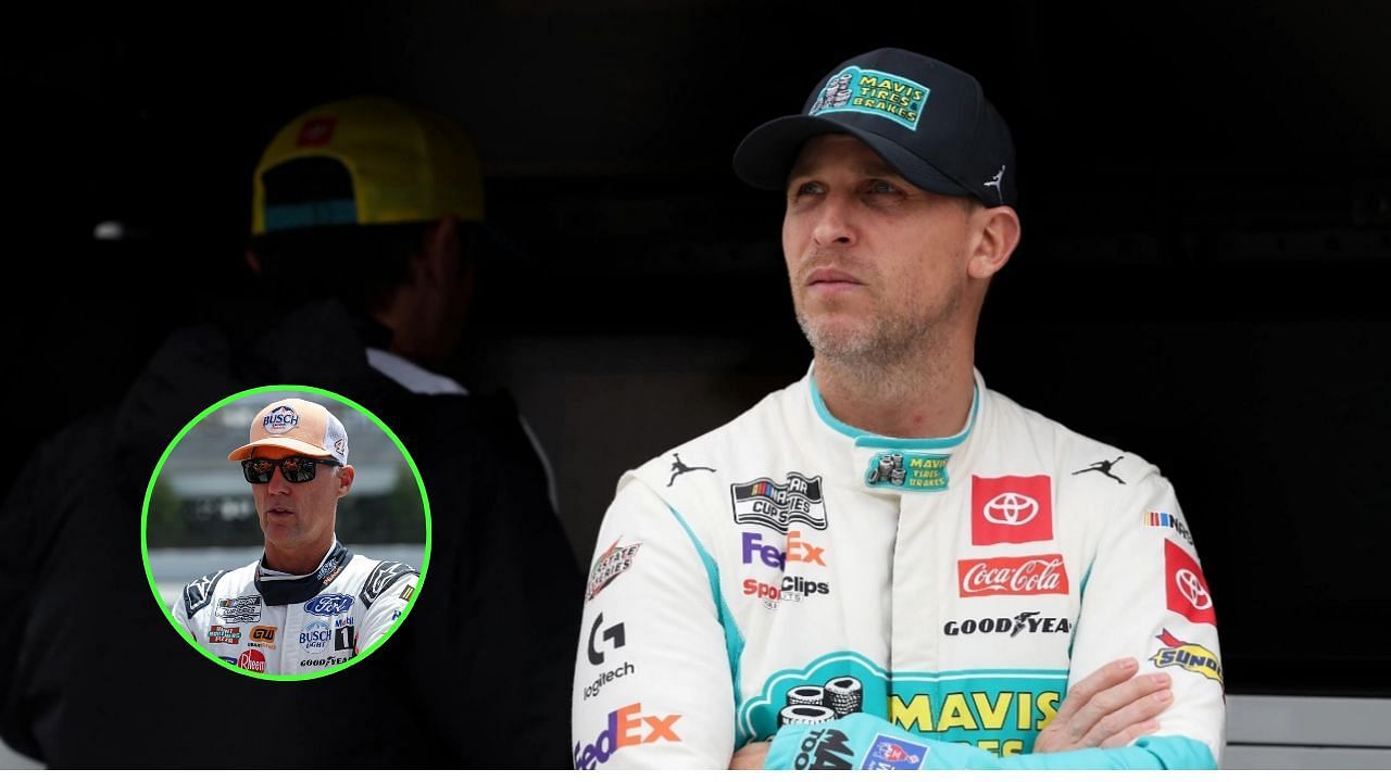 In Picture: Denny Hamlin (foreground) and Kevin Harvick (circle). Credit: Imagn Images.