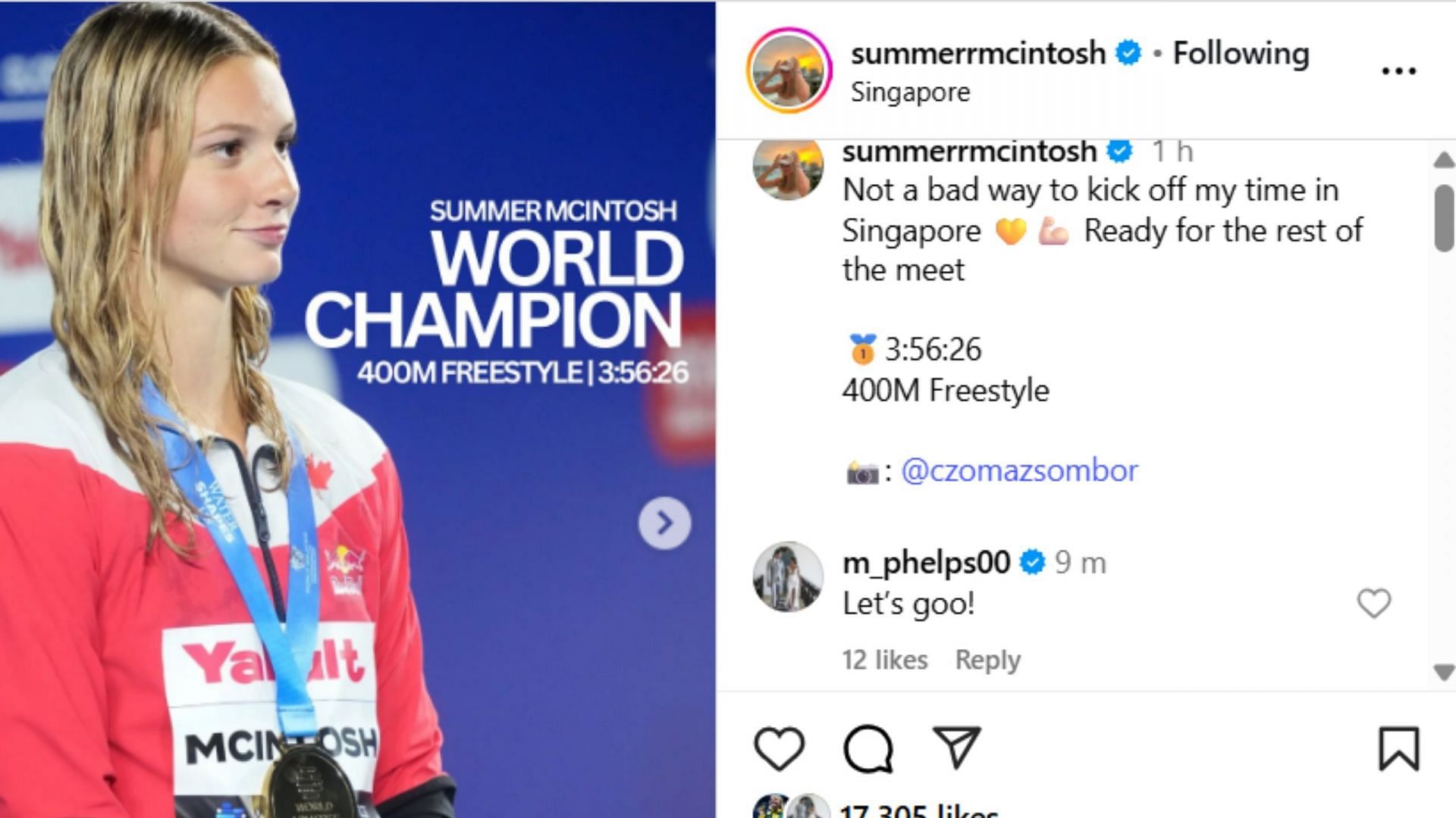 Screenshot of comment (image via IG/@summerrmcintosh)