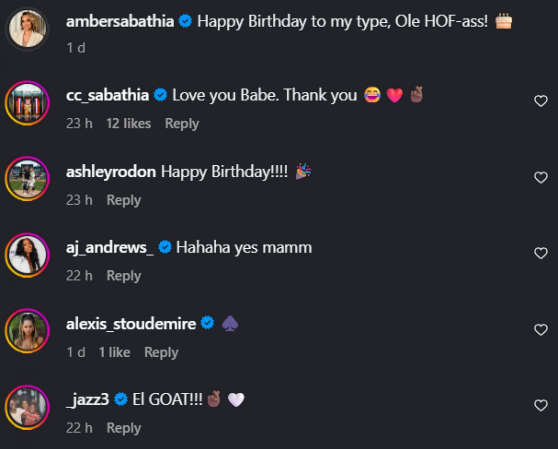 Screenshot of comments [Source: Instagram/ambersabathia]