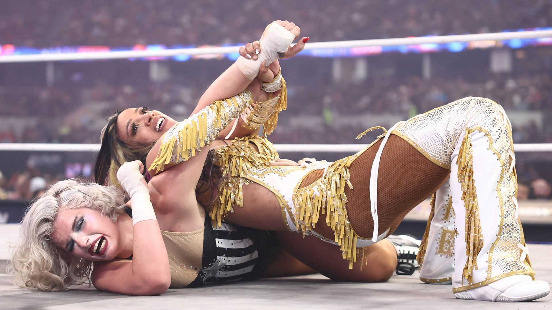Storm and Mone battle at All In Texas [Image credit: AEW