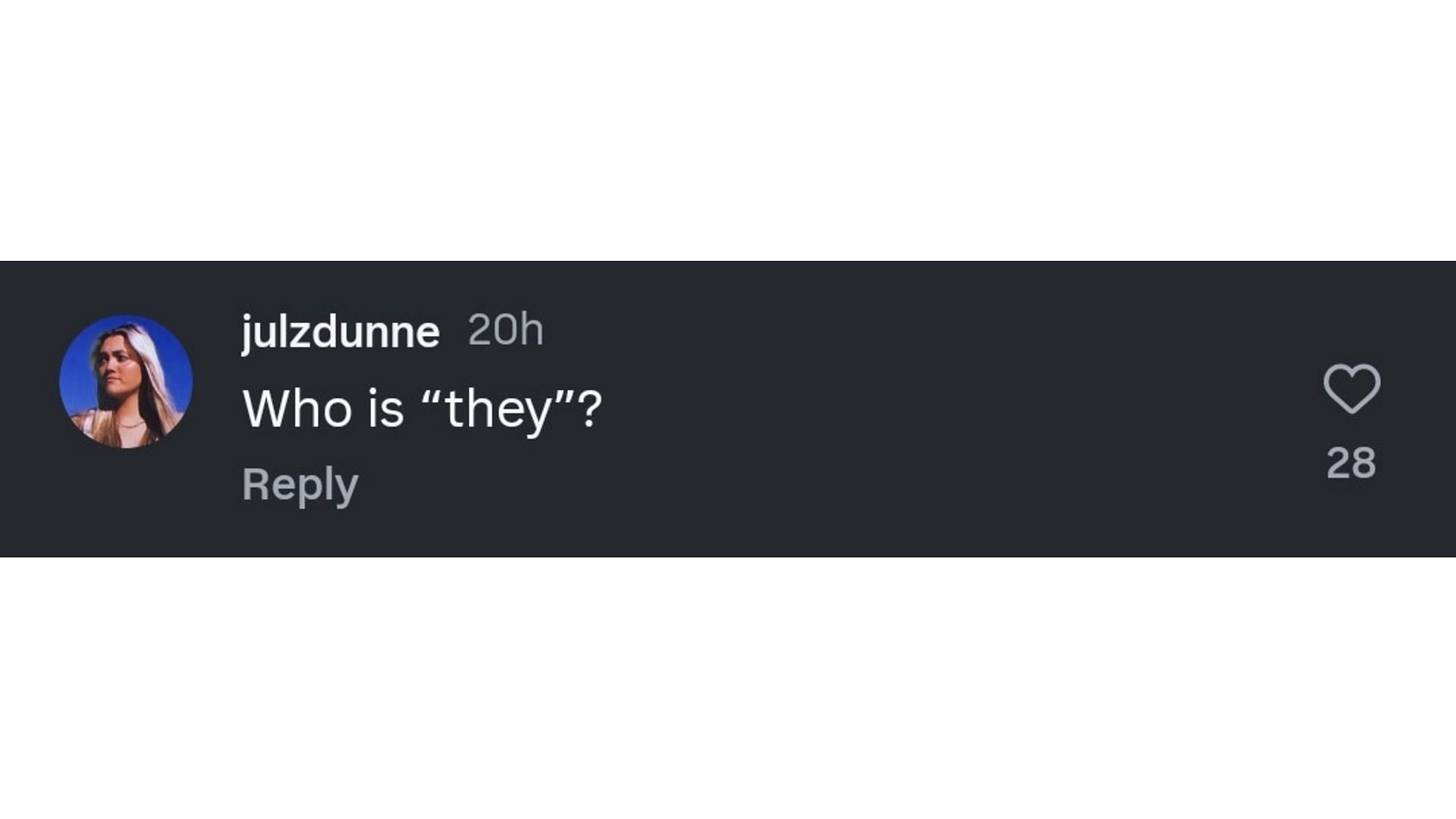 Julz&#039; comment on Skenes post (Image via: @paulskenes)