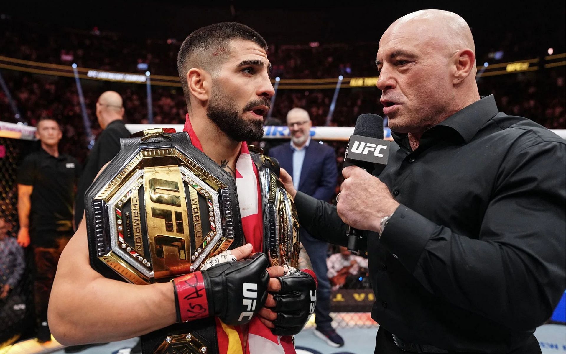 Joe Rogan (right) believes Ilia Topuria