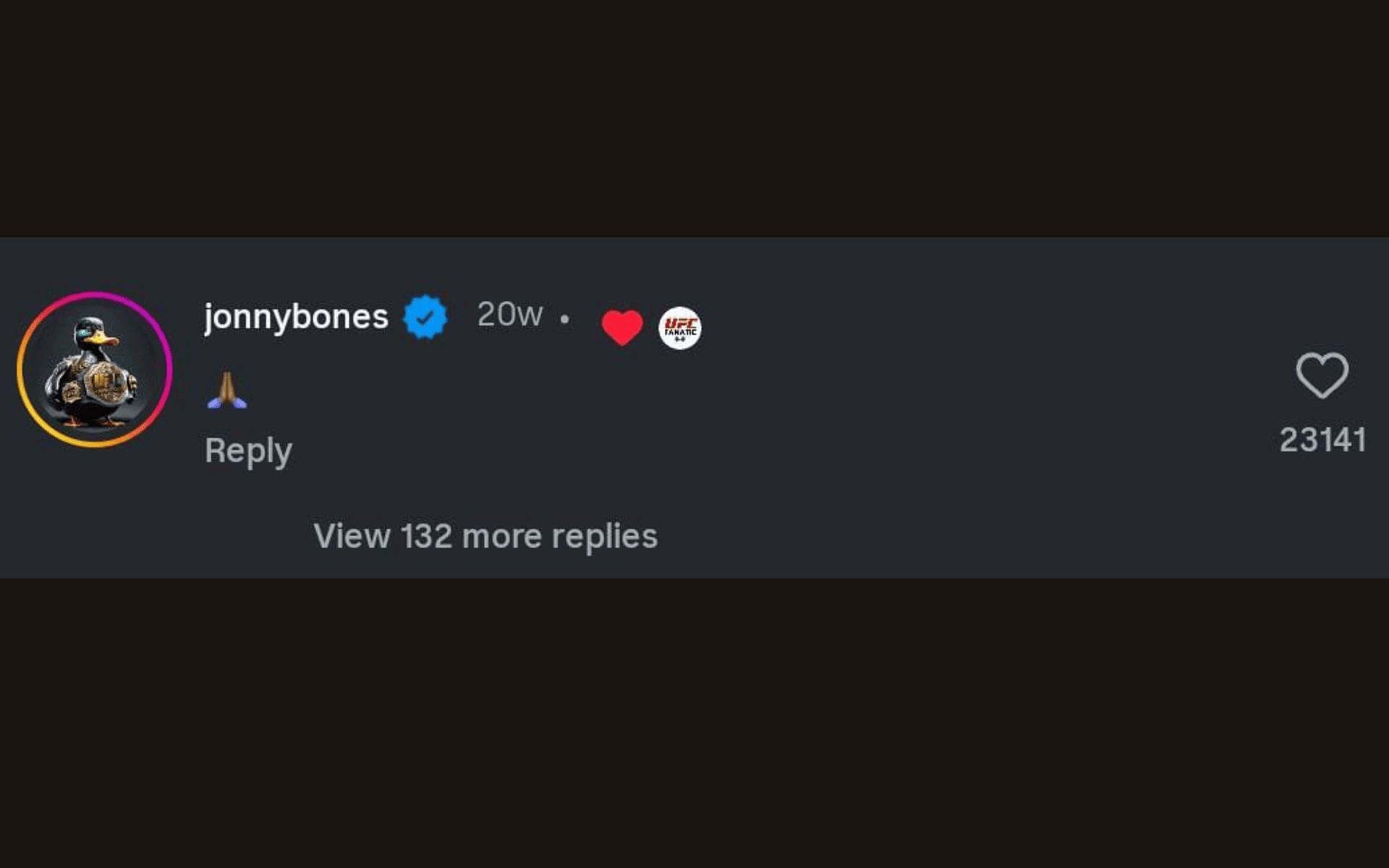 Jon Jones&#039; comment. [Screenshot courtesy: @ufc.fanatic2 on Instagram]