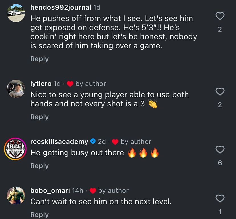 College hoops fans react to IG clip of Sergio Cabrera. Image via @zleetv_sports