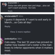 Comments from fans who support Mark Pope's Kentucky on IG. Image via @fieldof68