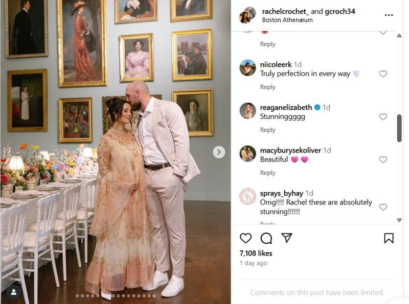 Alex Bregman&rsquo;s wife Reagan comments on Garrett Crochet&rsquo;s wife Rachel&rsquo;s baby shower post.(Via Instagram)