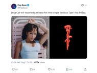 Pop Base's report concerning Doja's new single release (Image via X/ @PopBase)