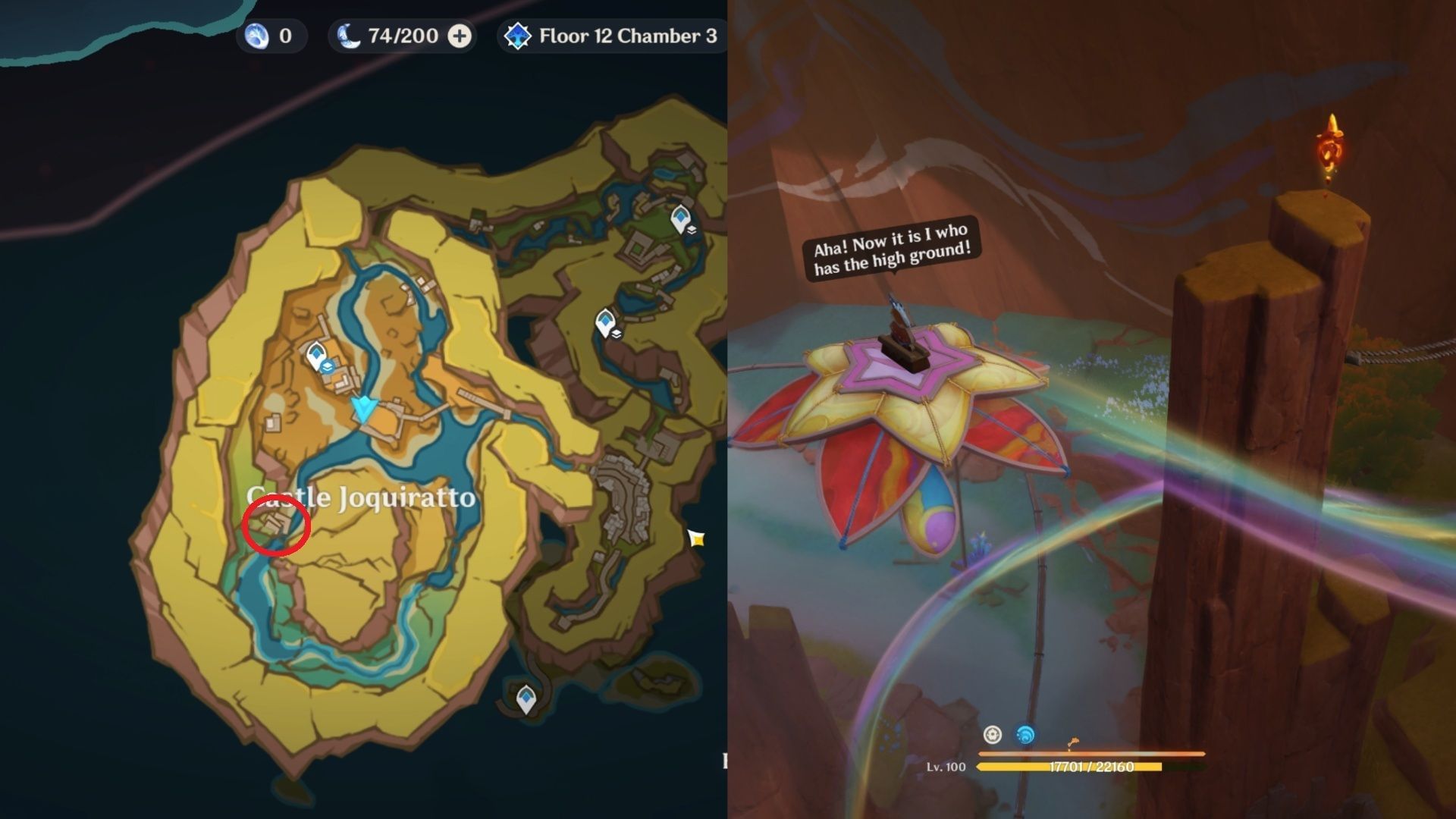 On top of the large rock pillar (Image via HoYoverse)