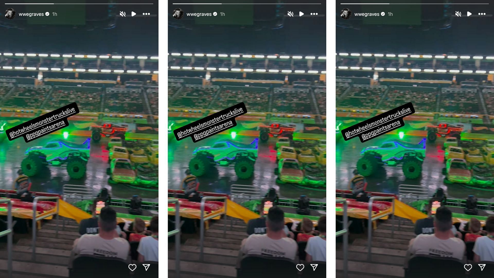 Griffs attends a monster truck width during the weekend in Samarlam. (Corey Graves on Instagram)