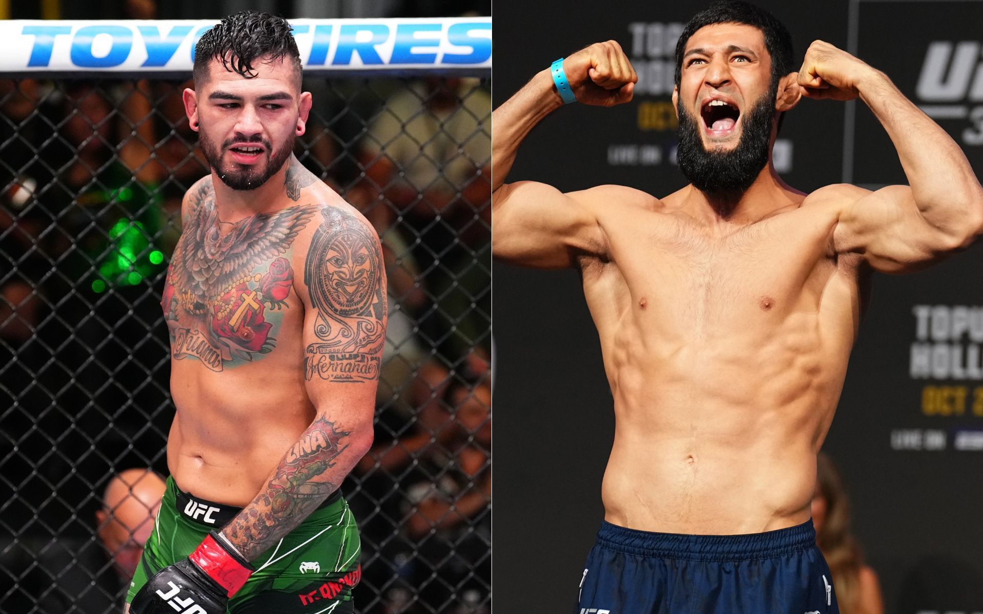 Anthony Hernandez (left) is convinced that Khamzat Chimaev (right) is one dimensional. [Images courtesy: Getty Images]