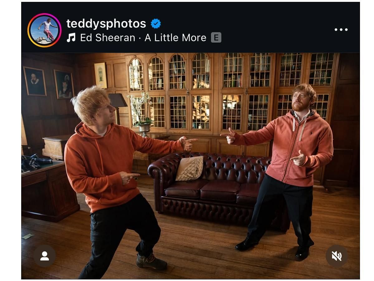 Ed and Rupert recreate the viral Spiderman meme (Image via Instagram/ @teddysphotos)