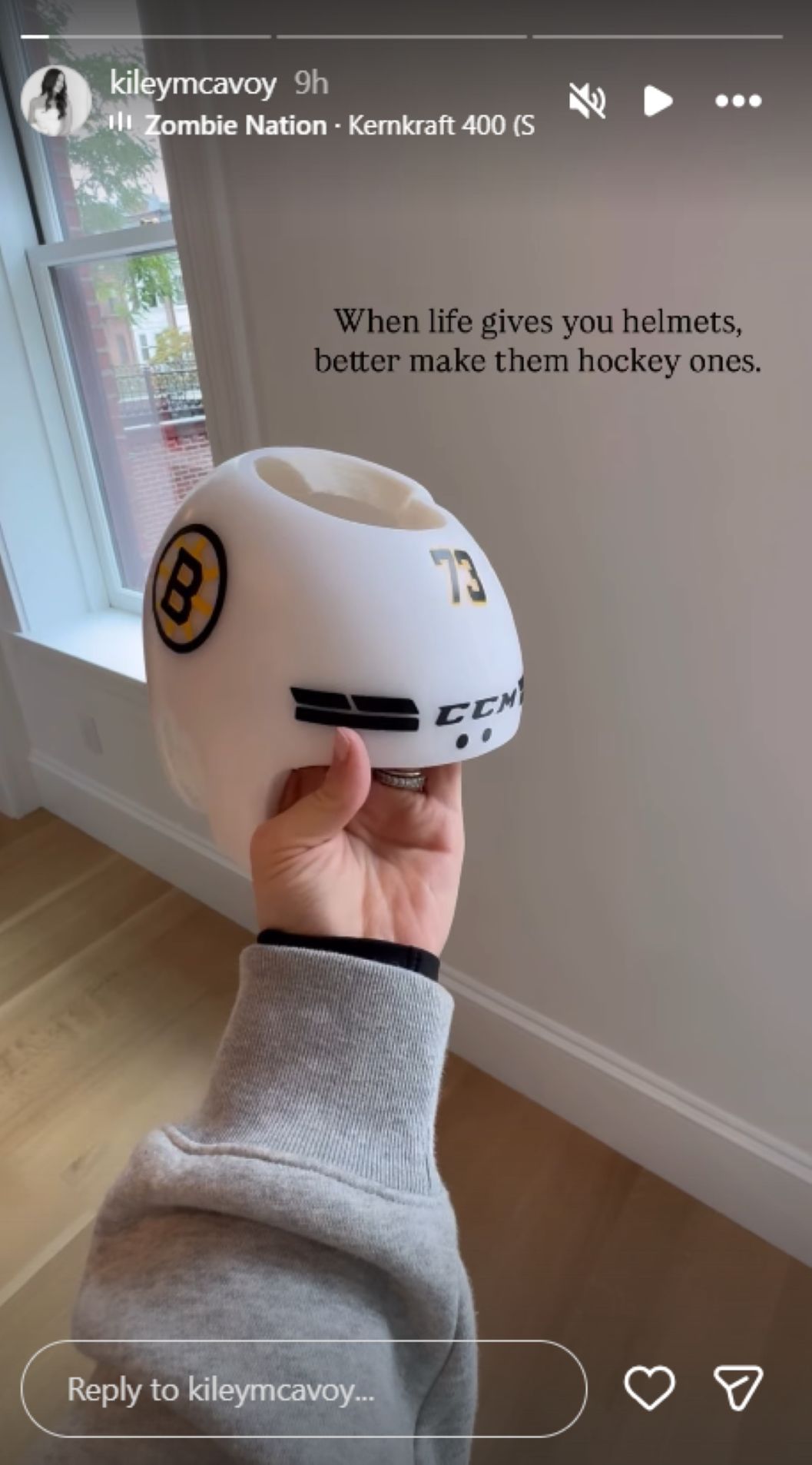 Charlie McAvoy&#039;s wife Kiley IG story - Creidt: @ kileymcavoy