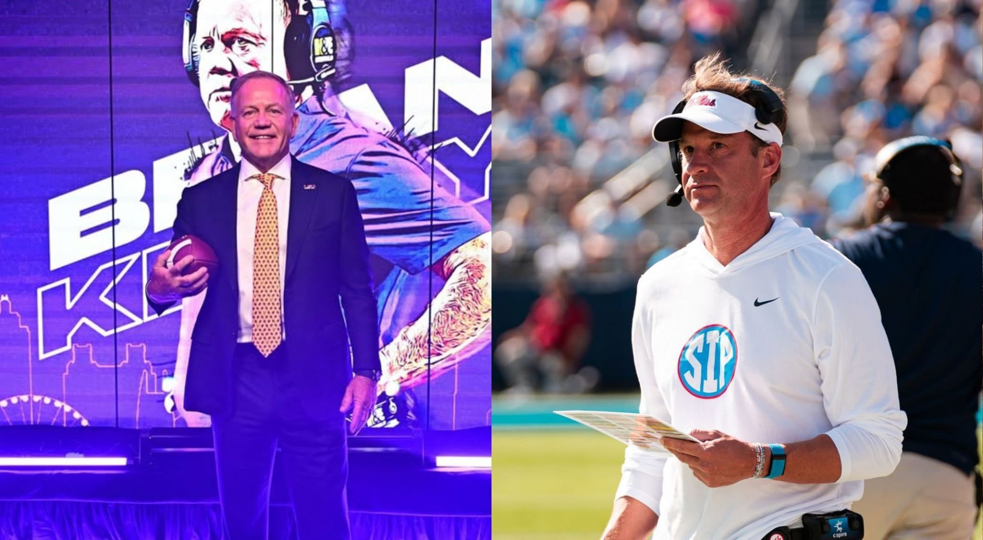 Lane Kiffin and Brian Kelly (Credit-Instagram/headcoachbriankelly, thereallanekiffin)