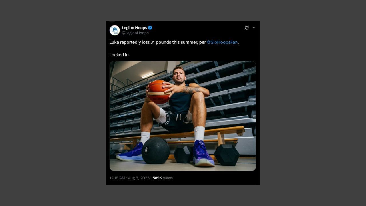 Doncic loses 31 pounds during the offseason. (Credits: @legionhoops/X)