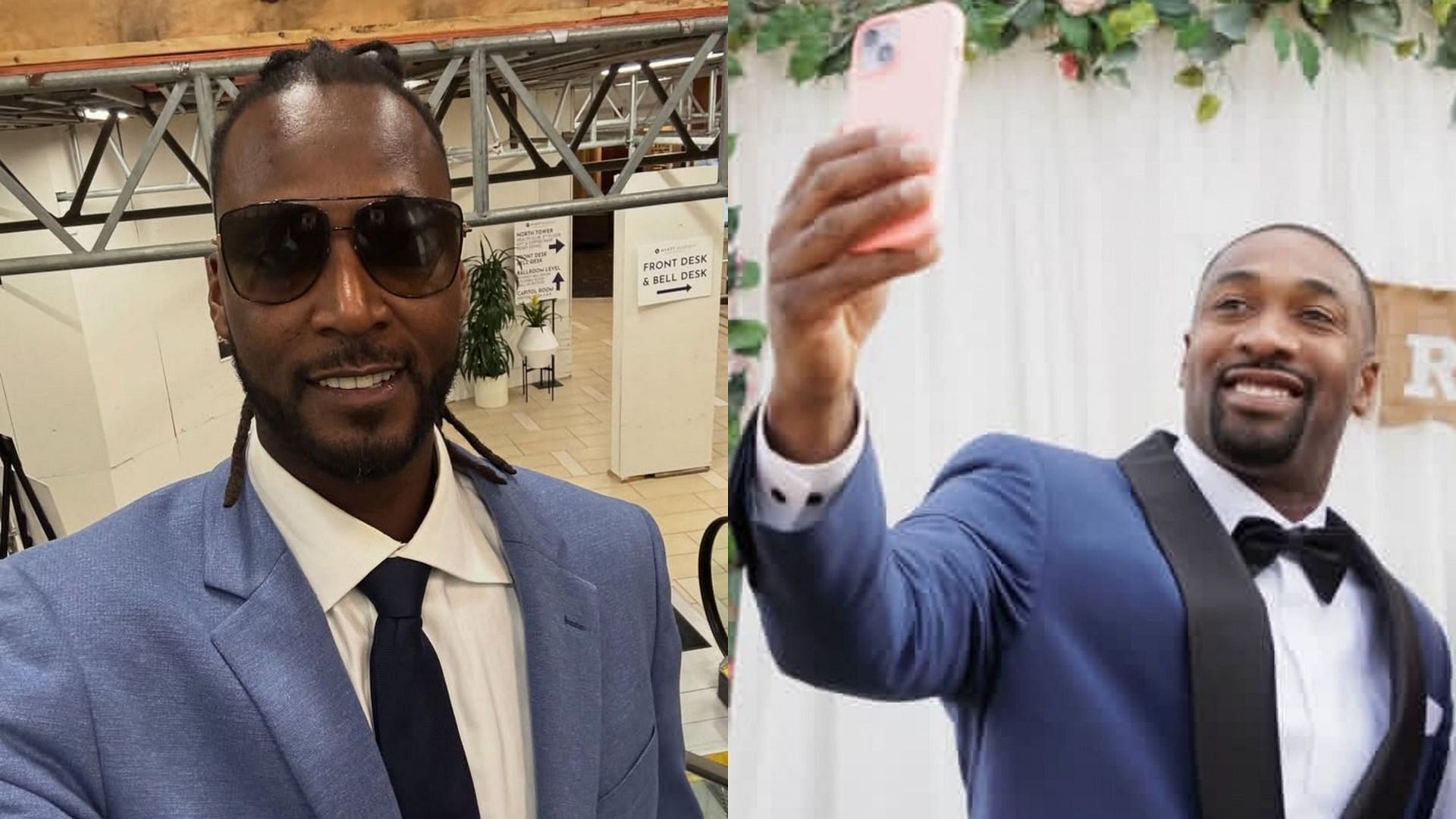 An image of Kwame Brown and Gilbert Arenas side by side