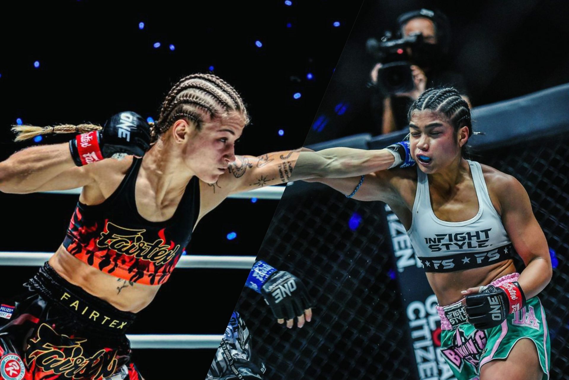 (From left) Stella Hemetsberger and Jackie Buntan cross paths at ONE Fight Night 35. [Images: ONE Championship]