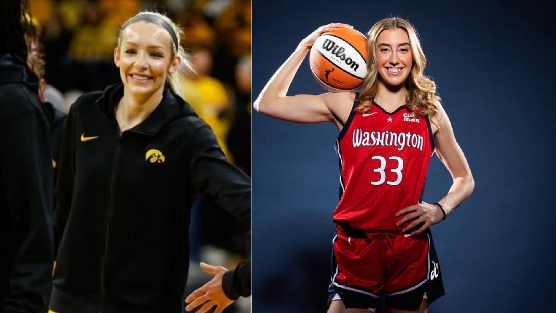 Iowa star Kylie Feuerbach and ex-Hawkeye Lucy Olsen. (Images via Instagram @kyliefeuerbach and @lucy3olsen)