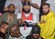(L-R: Kanye West, Kenny Burns, Drake) The Official Birthday Bash Afterparty Hosted by Future (Image via Getty)
